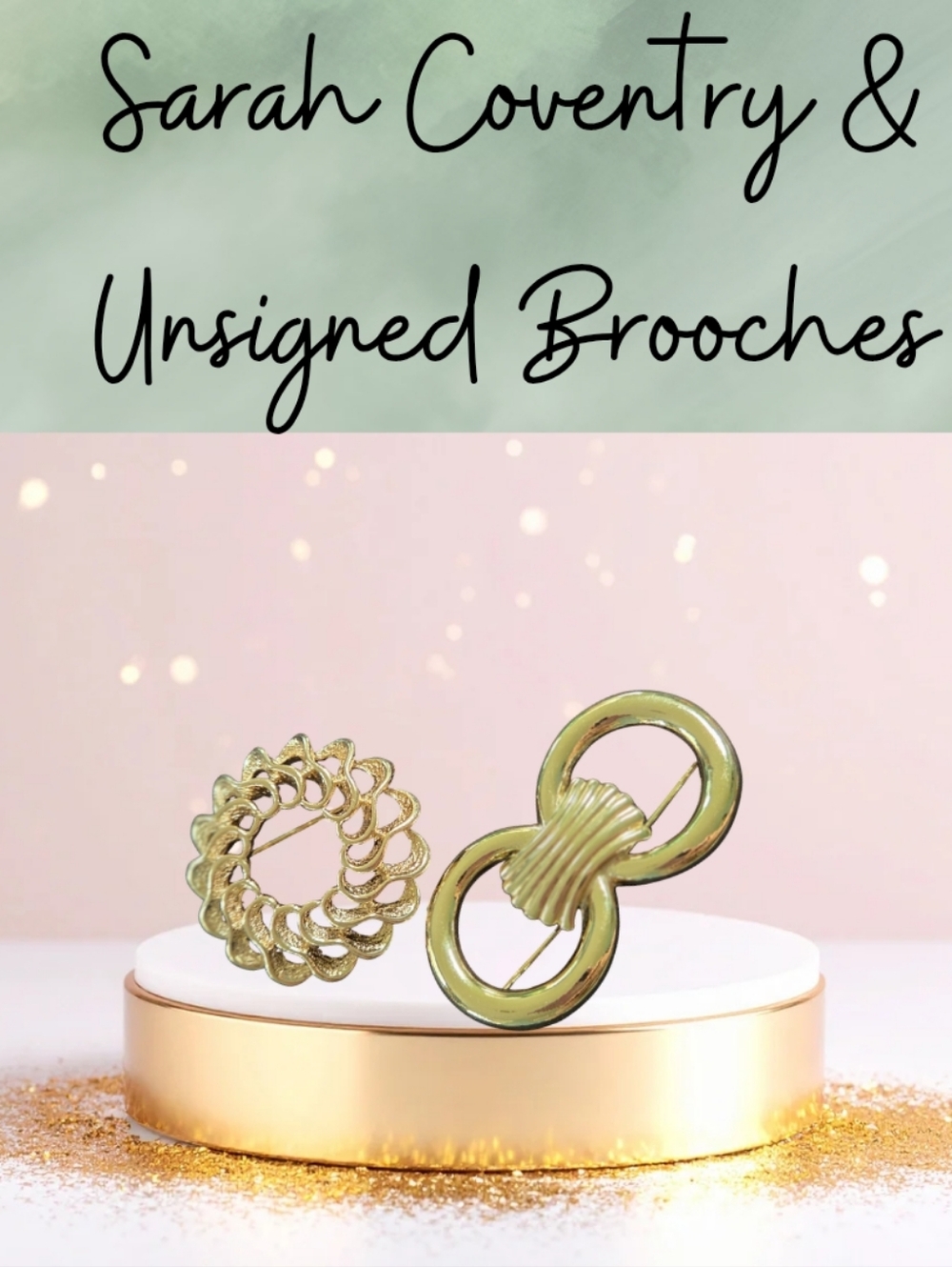 Gold Tone Vintage Brooch Duo